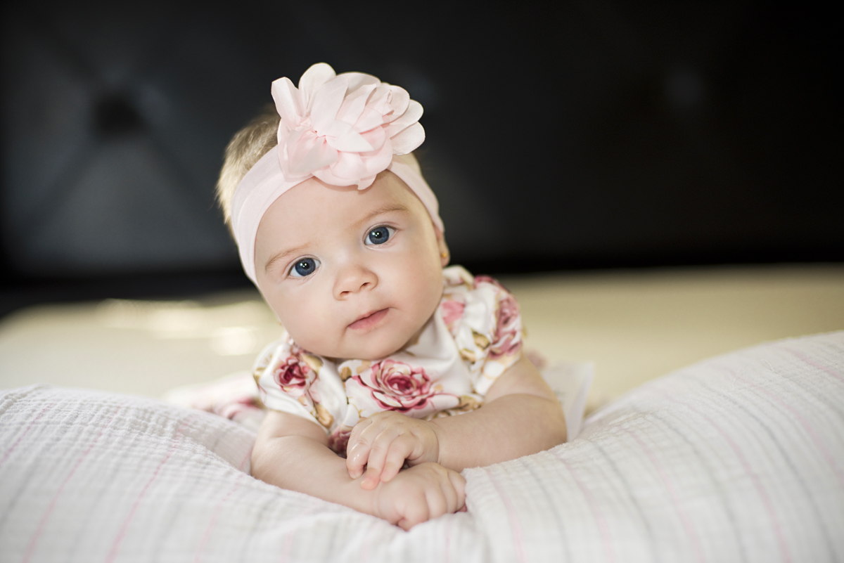 Reagan Johnsen, born April 19, 2017 is celebrating her 6 month birthday with her twin brother Logan by having their portraits taken in their home in Corona, California, on October 19, 2017.  