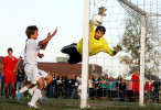 Gibault goalkeeper Auggie Sexauer tries to reach for the game winning goal shot from the opposite corner by Columbia's Blake Byrd during the Illinois Boys Class A Soccer Regional Final at Central Community High School in Breese. Columbia won 1-0. Also pictured is Columbia's Kyle Gudeman (17).