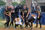 Randolph-Macon players attempt to pass the time while a rain delay during Sunday's NCAA Division III regional tournament championship against Christopher Newport University on May 10, 2015. 