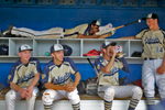 Lafayette baseball players joke around trying to pass the time during a weather delay during Wednesday's Conference 25 tournament semifinals against New Kent. 