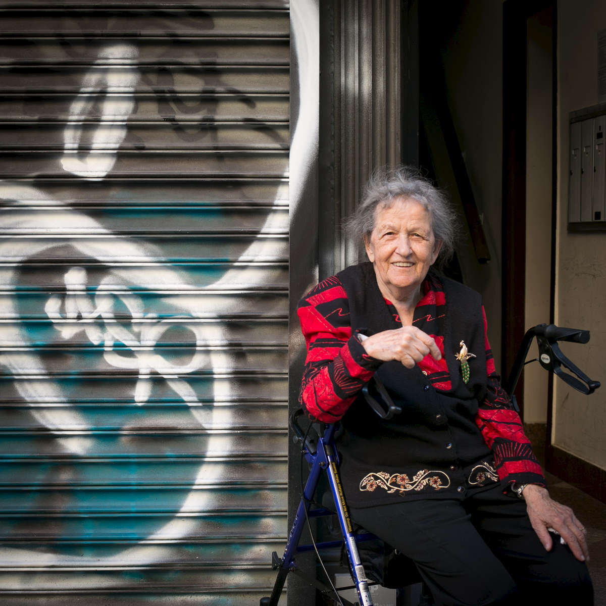 Rose, an immigrant from Malta sits outside her 5th floor walk up where she has lived for the last 64 years on E 4th street in the east village. She raised her 7 children in this apartment, many of whom moved to NJ. The storefront where she sits used to be a meat market until the neighbors sued due to middle of the night noisy deliveries, and had the store shut down.