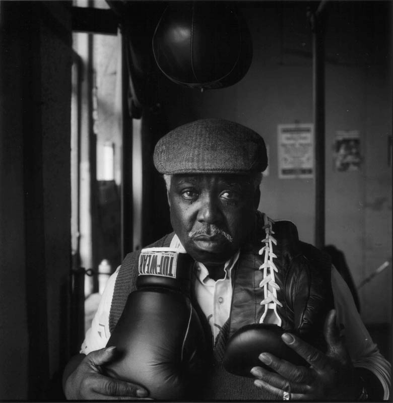 April, 1993 - Connie Bryant, a boxing trainer in his gym just north of 125th street. Bryant has trained several professional boxers, including former middleweight champion Iran Barkley.