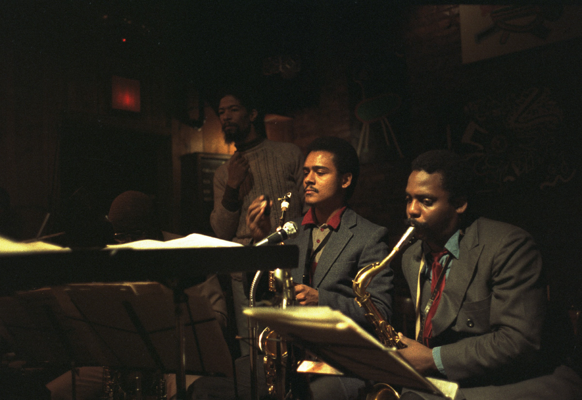 Tenor saxophonist David Murray performs with his big band, which was conducted by Butch Morris, at Sweet Basil, Circa 1982.