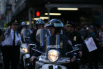 NYPD officers were deployed in lower Manhattan to control the flow of demontrators with the Occupy Wall Street Movement in Lower Manhattan.