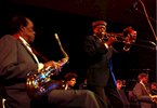 Tenor Saxphonist Buddy Tate, seated, and trombonist Al Grey performing at Liincoln Center, Circa, 1989.