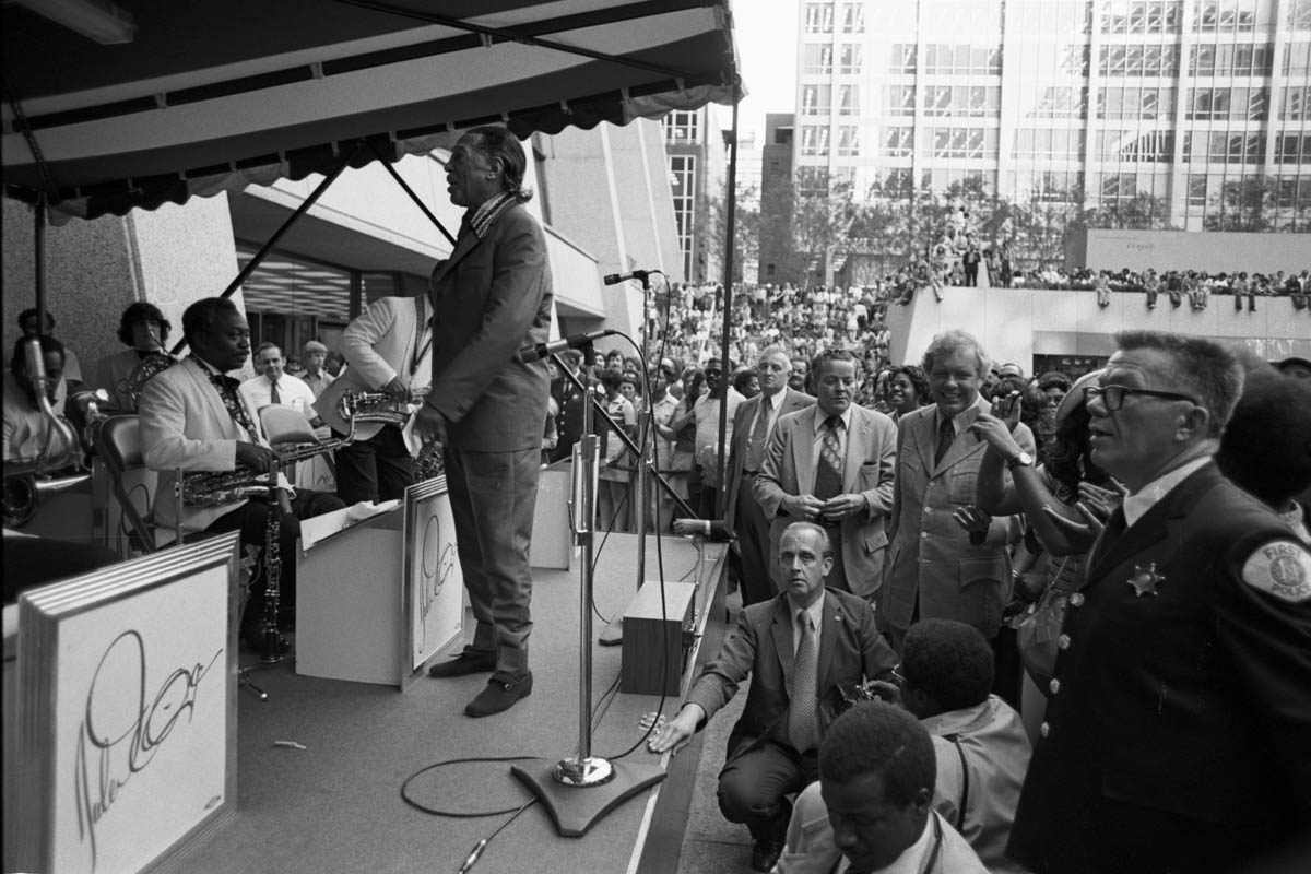 Chicago, IL Summer 1972  - Duke Ellington and his orchestra performed a free concert downtown near City Hall Plaza.. - Photo By Ozier Muhammad
