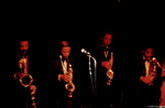 New York, NY -  Circa 1992 - The World Saxophone Quartet  performing in Manhattan. Left to right: Hamiet Bluiett, Olikver Lake, Julius Hemphill and David Murray. 