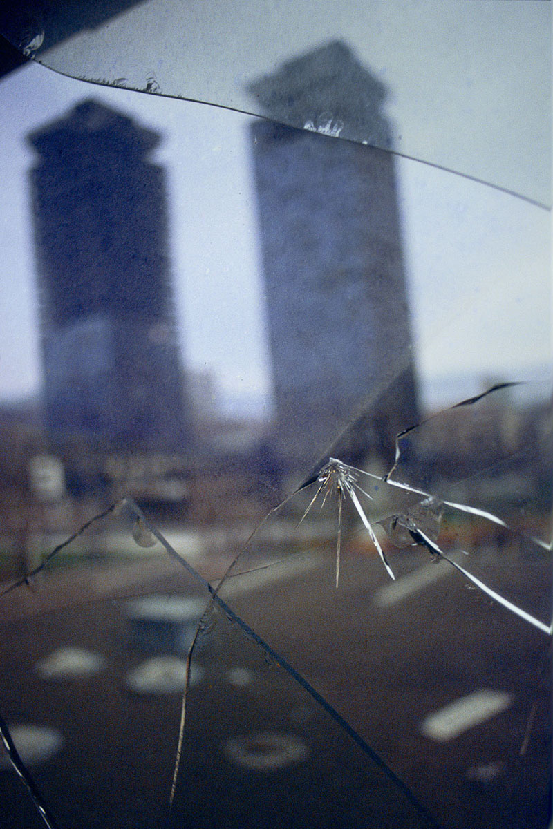The tween towers viewed from the Holiday Inn Hotel in December 1992 