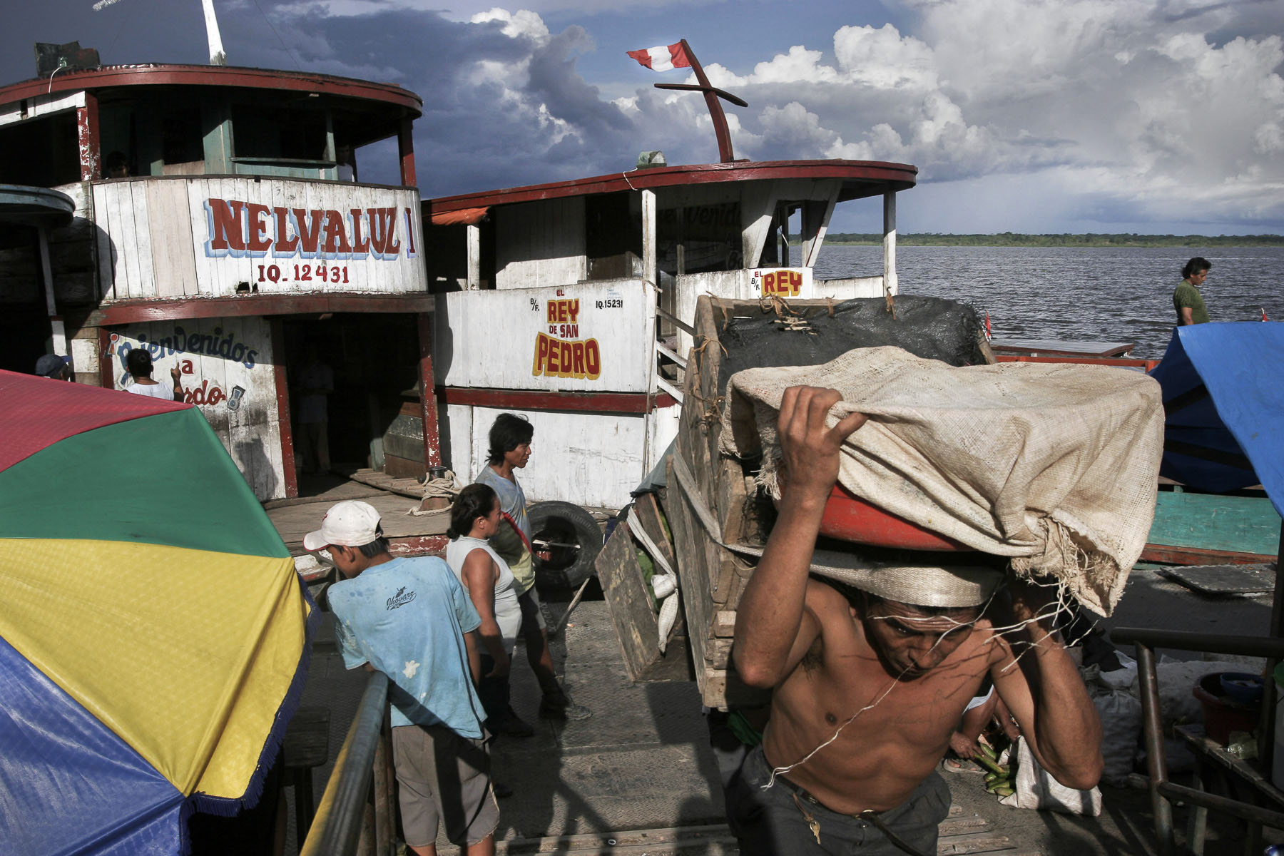 Commercial harbour on the Amazon river in April  2005