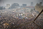 Demonstrators protest against President Mubarak's regime on Tahrir Square on Saturday February 5 2011