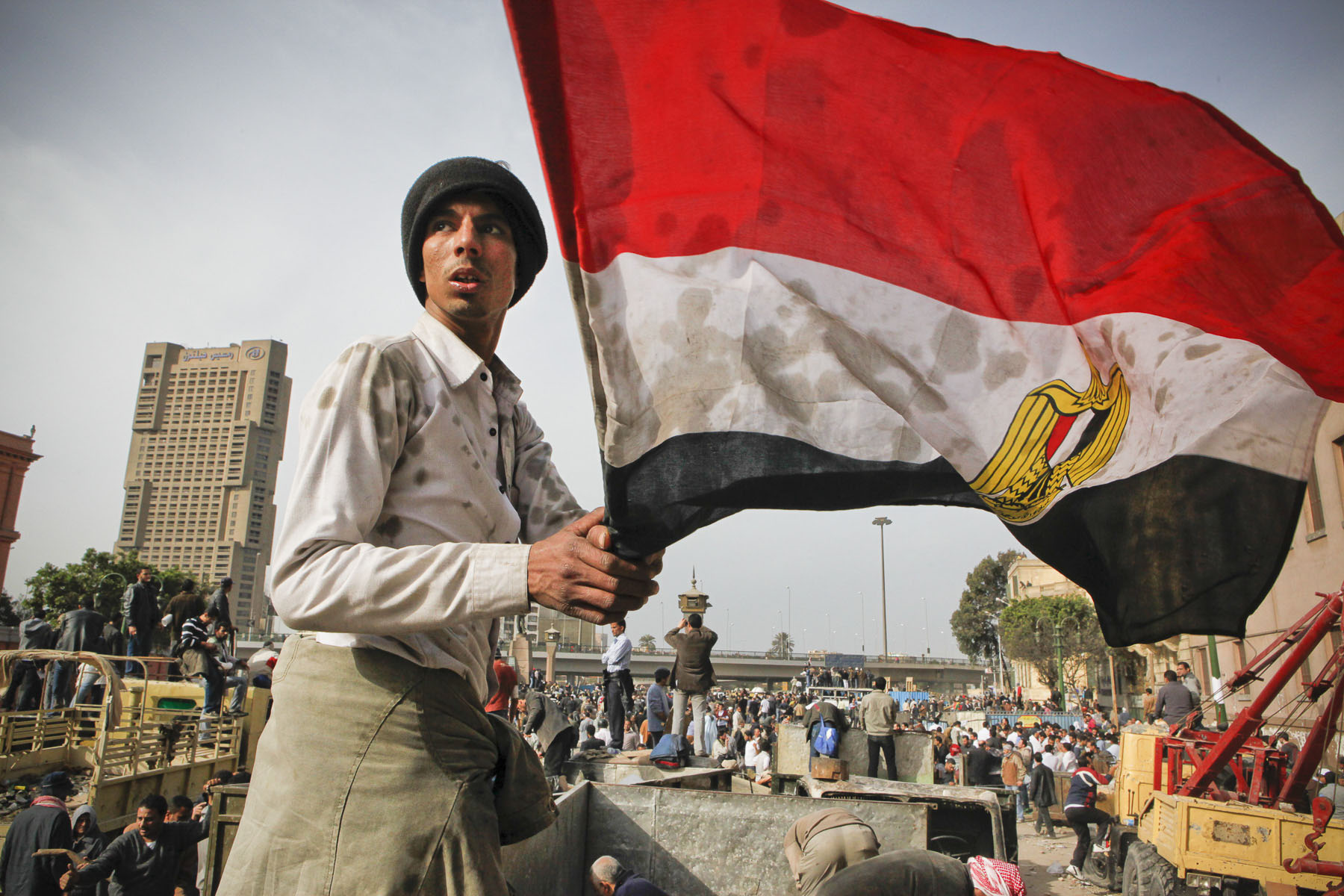 Demonstrators protest against President Mubarak's regime on Tahrir Square on Thursday February 3 2011