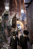 Ultra ortodox Jewish men walk to the Western Wall in April 2009