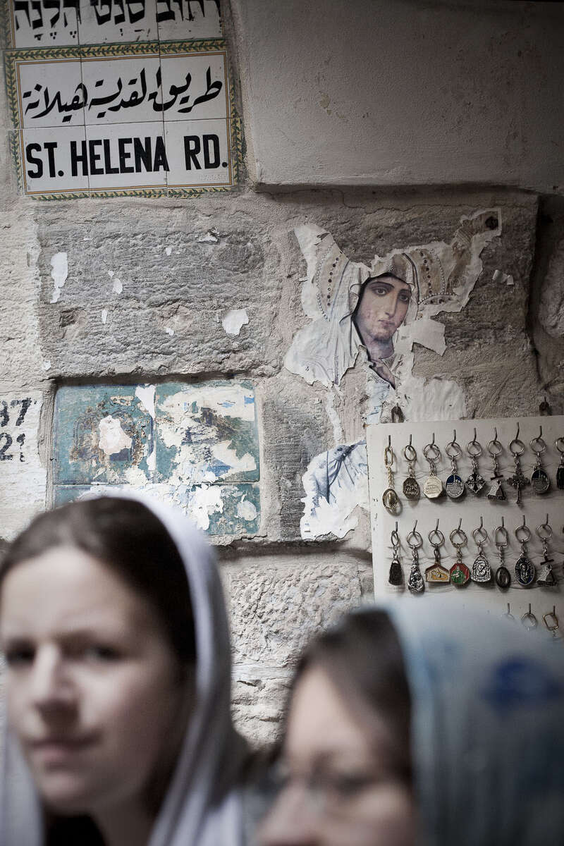 Western pilgrims by the Holy Sepulchre in April 2009