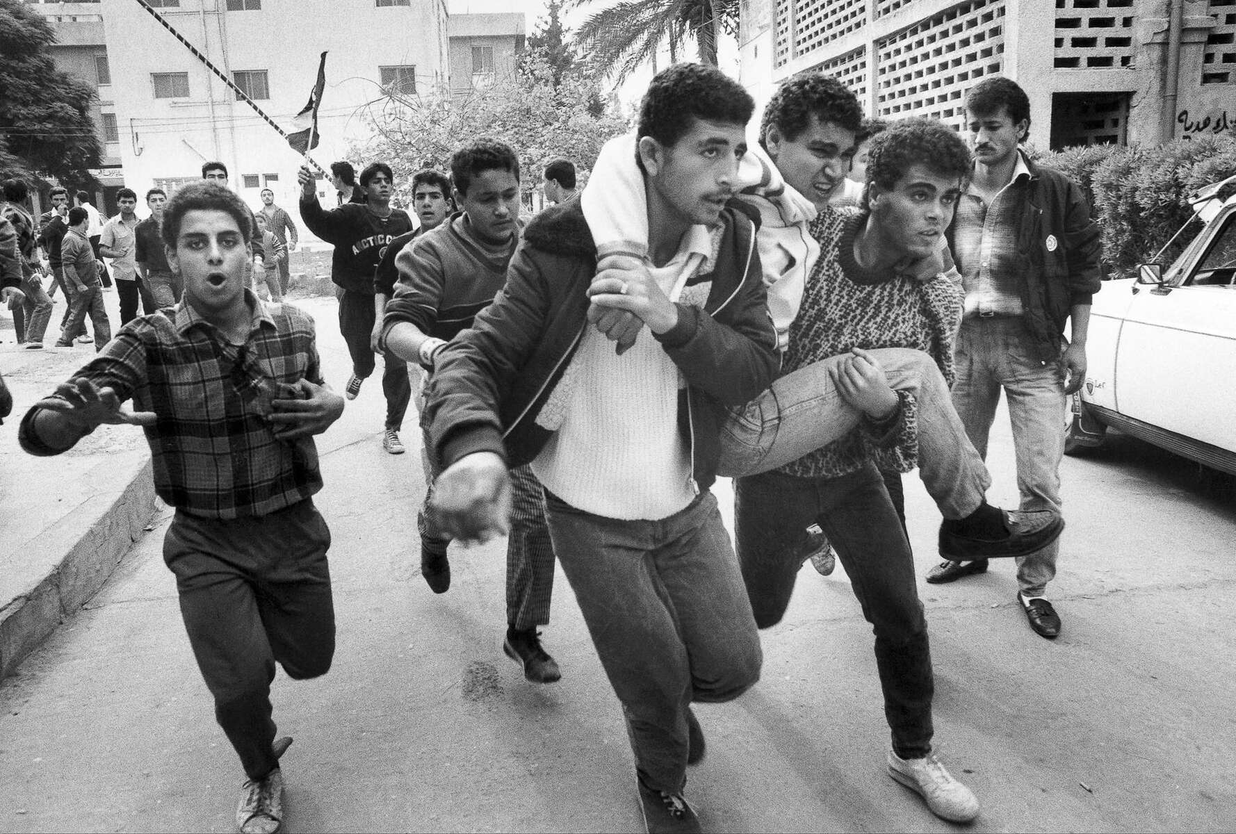 Ahli Arab hospital, young Palestinian wounded during a demonstration in December 1988