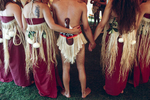 Haka performers attend the Kahungunu festival, a Maori culture folk arts festival in May 2000
