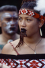 A Maori woman attends the Kahungunu festival, a culture folk arts festival in May 2000