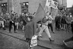 Prague inhabitants join in the daily demonstration on Venceslas Square in November 1989