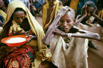 Feeding center in Somali refugee camp in Dagahaley in July 1992