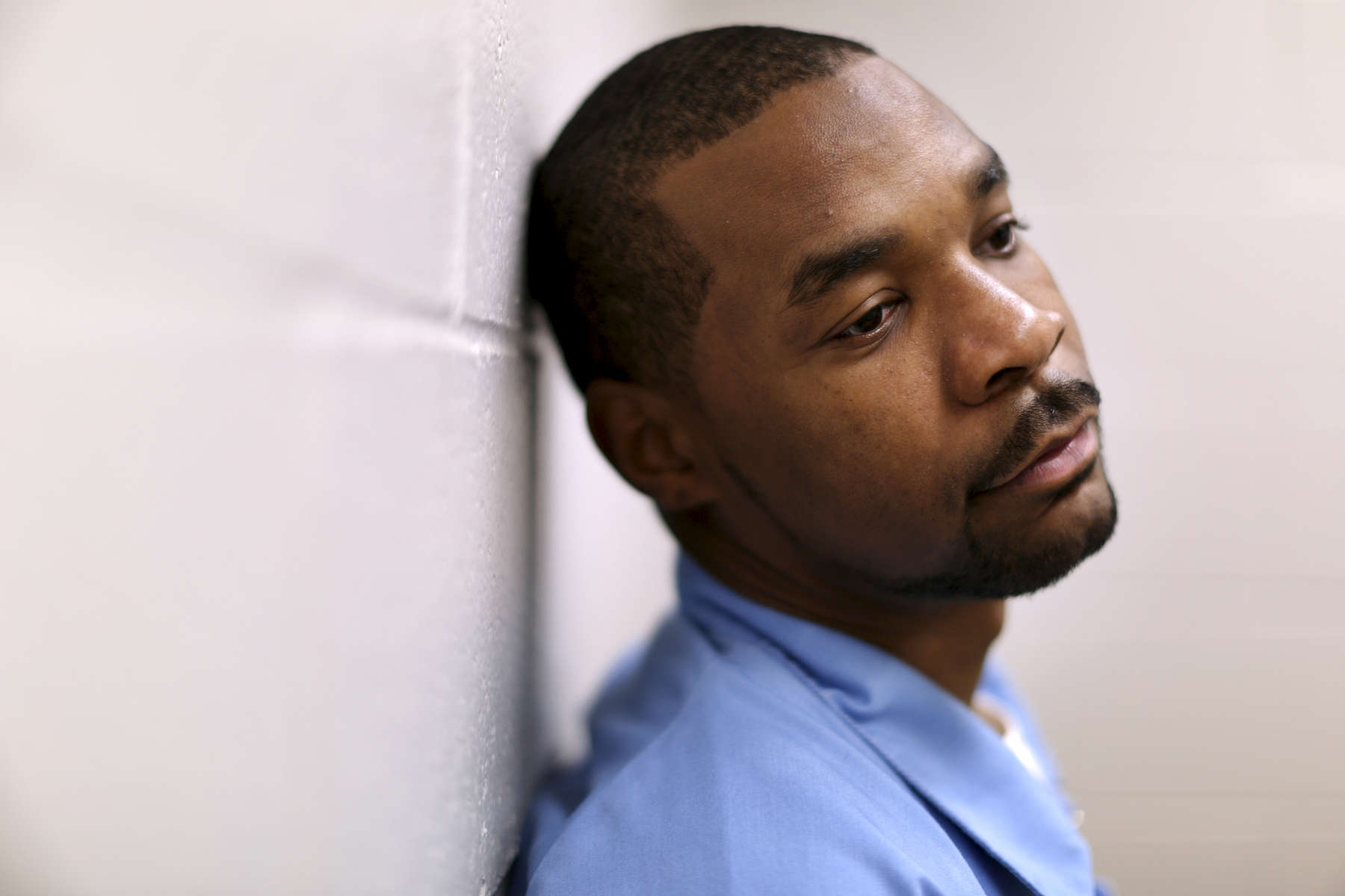 Darren Edmondson, who is incarcerated at the Robinson Correctional Center, stood for a portrait at the facility in Robinson, Ill. Edmondson was convicted of pimping 19-year-old Rock River Academy runaway Mary Bohanan at a Bloomington truck stop in November 2013.