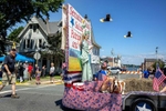 Robert Cassilly (left), at the time a Republican Maryland State Senator, walks alongside a patriotic-themed float that was carrying his family during the Independence Day Celebration Parade in Havre de Grace, Maryland on Sunday, July 3, 2022. The annual parade, a celebration of the American holiday of the Fourth of July, was one of countless parades in communities across the country to celebrate the holiday.