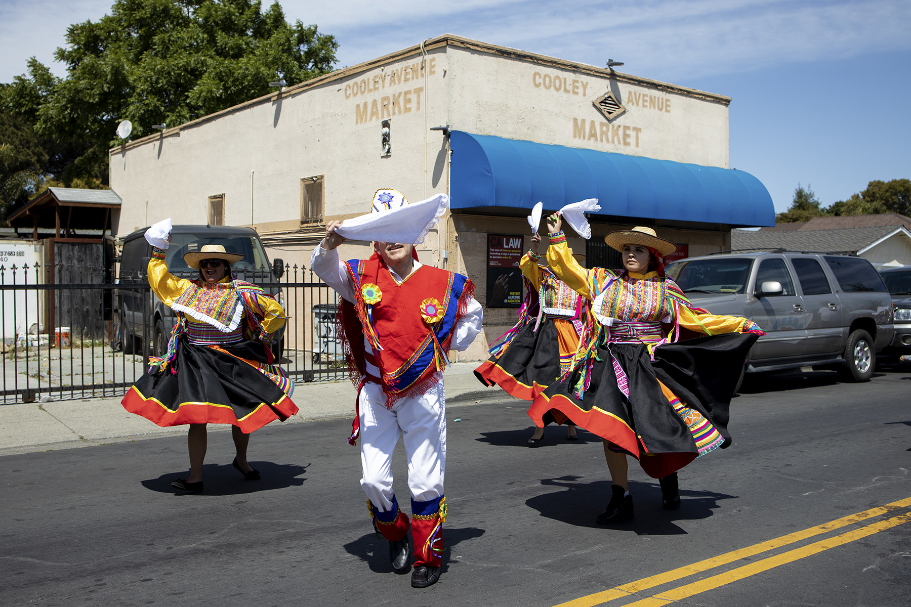 Dancers perform while taking part in the 34th annual Cinco de Mayo Parade, a major town event, in East Palo Alto, Calif., on May 5, 2019. 