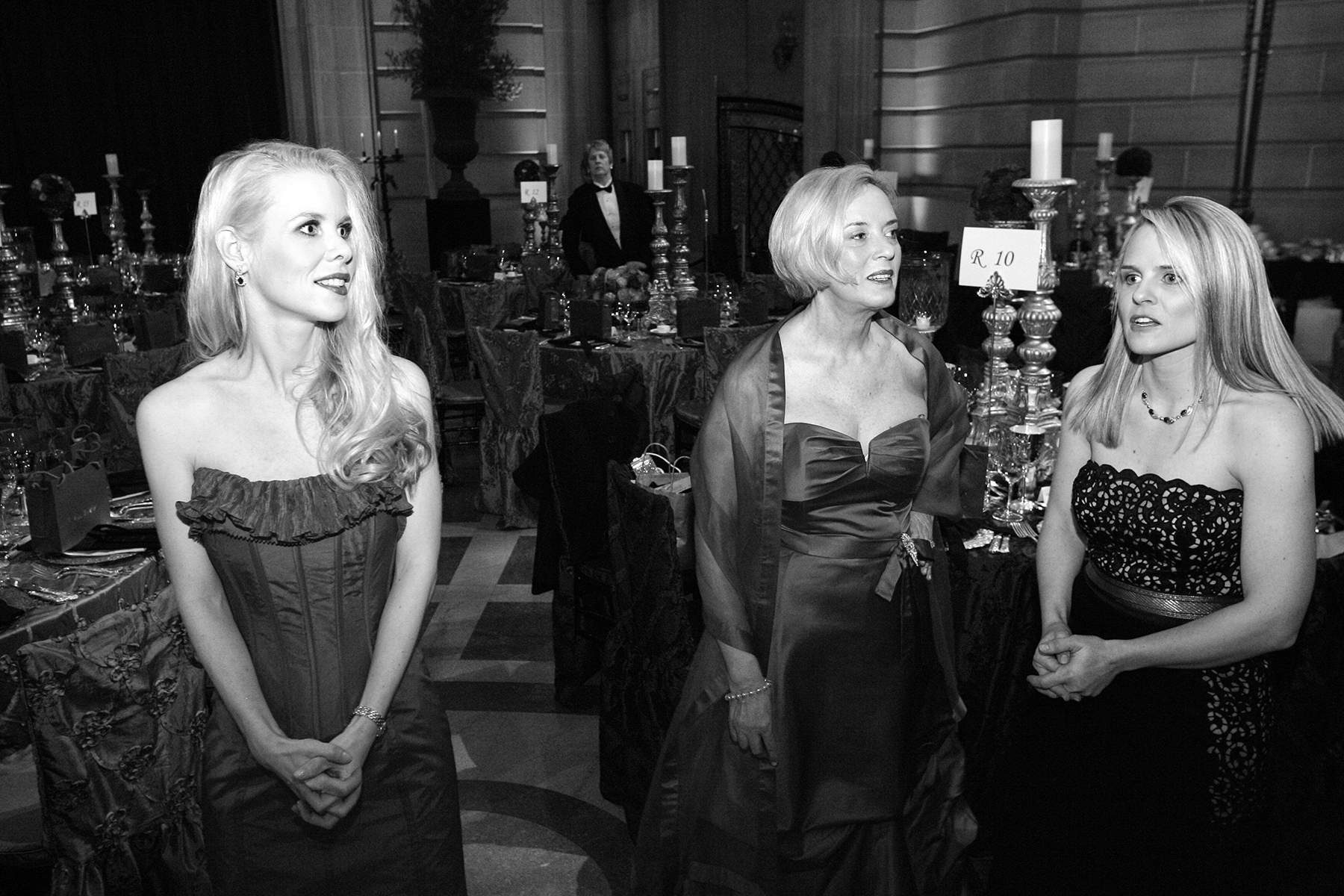Gala chairwoman Shannon Cronan (left) checks out the decorations with other members of the ballet auxiliary before the start of the San Francisco Ballet Opening Night Gala at City Hall in San Francisco, Calif., on Wednesday, January 24, 2007. This photograph is of a candid moment and was not directed in any way.