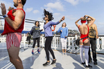 Samidha Visai, center, and Anushree Vora, second from left, dance on a cruise ship while attending an early-morning dance party called Daybreaker in San Francisco, California in August 2015. The two university students from Michigan were spending the summer in San Francisco to intern at health technology start-ups. Daybreaker events, which are substance free dance parties held early in the morning on weekdays, are very popular with young technology workers. Attendees often go straight to work from the event, energized by the dancing for the day ahead.