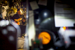 Guitarist Aaron Dugan tunes up before Matisyahu\'s performance at Higher Ground in Burlington on December 16, 2014. By Vermont Photographer Monica Donovan for Billboard Magazine
