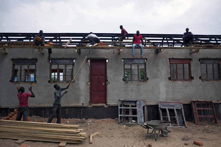 New classroom blocks under construction at Obira Primary School.