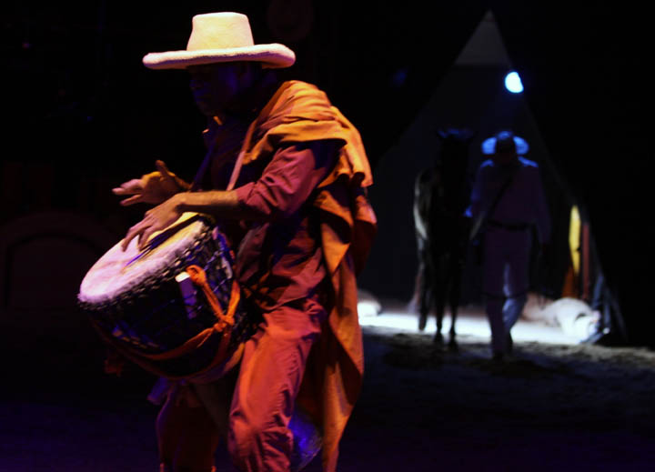 An actor performs in 'La Tarumba', a non-traditional circus, which is a mix of Peru's Andean and black cultures. 