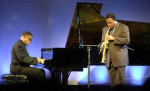 Jazz legends Herbie Hancock, left, and Wayne Shorter perform in honor of musical genius Carlos Santana who received the first annual, {quote}Humanity in the Arts Peace Award{quote} from the Int'l Committee of Artists for Peace.