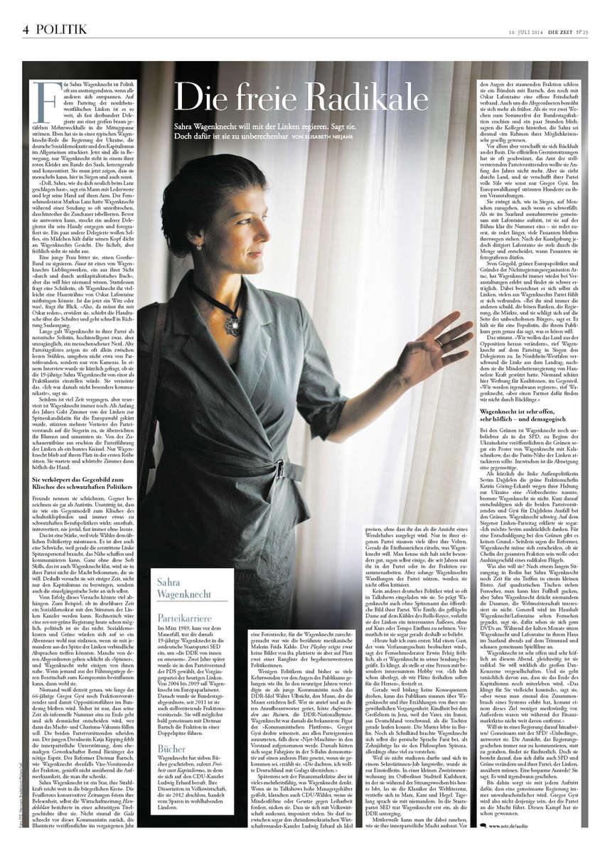 Die Zeit, Germany, Sarah Wagenknecht, 10.07.2014