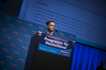 April 30, 2016 - Germany,  Stuttgart: A speaker stands at behind the podium in front of about 2000 registered members at the party congress of the right-wing party Alternative für Deutschland (AfD). The rapidly growing party is expected to adopt an anti-Islamic manifesto, emboldened by the rise of other European anti-migrant groups like Austria's Freedom party. 