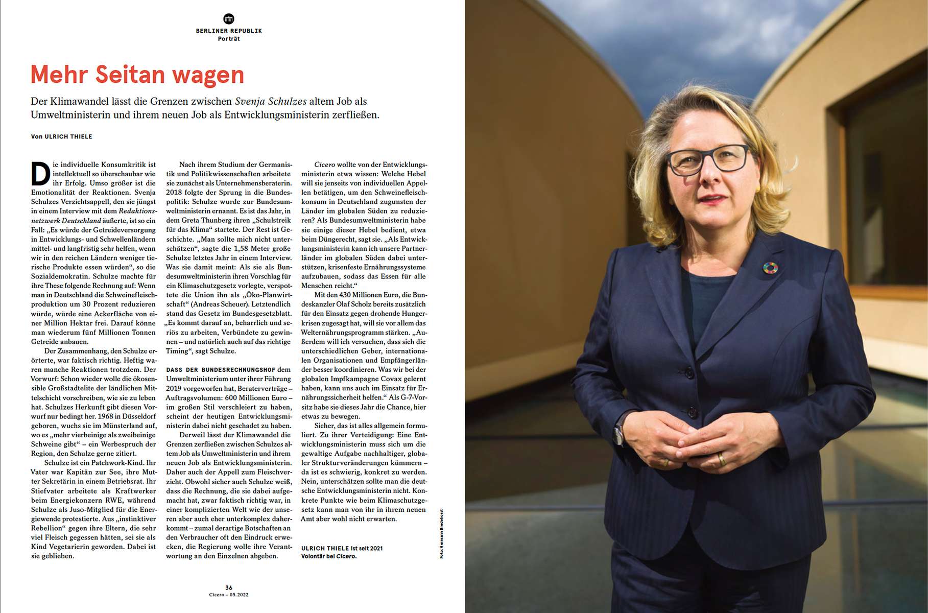 Germany, CICERO Magazine, German Development Minister Svenja Schulze 