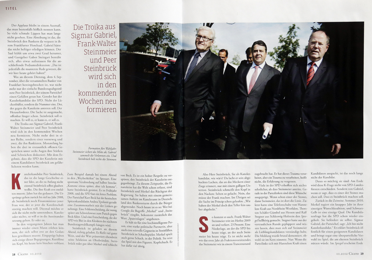 Cicero Magazine, Cover Story on German SPD Party, Oct 2012