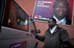 Senegalese born Karambe Diaby , Social Democratic candidate for the German Parliament on the campaign trail in his constituency in Halle/Saale. Diaby, a PhD in chemistry, canvassed the former hub for East Germany's chemical industry to become the first black member of the Bundestag in German history. 