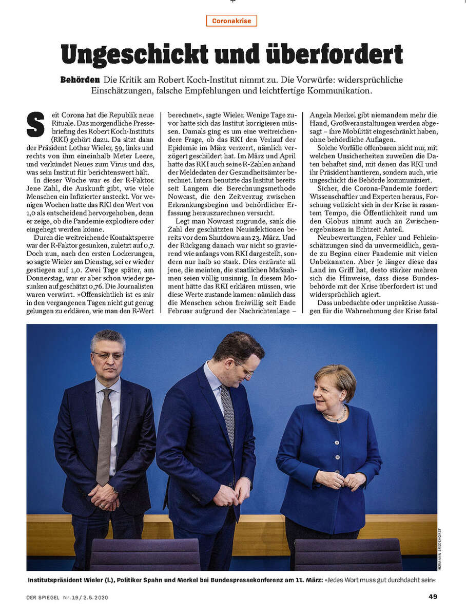 SPIEGEL, Germany: Merkel, Wieler, Spahn Corona press conference