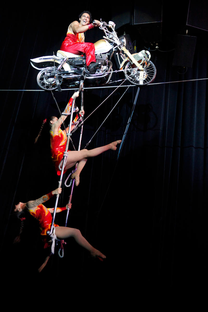 Dare devil couple Andres and Vicky Medeiros practice their act at Ringling Brothers and Barnum and Bailey Circus