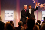 Former President Bill Clinton, here with President Barack Obama, hosted the Fifth Annual Clinton Global Initiative at the Sheraton Hotel and Towers