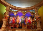 The alter of Lakshmi at The Shri Lakshmi Narayan Mandir decorated for Diwali 