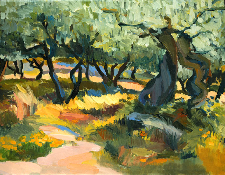 Olive Grovesin Umbria : 1993. 18{quote} X 12{quote} Oil. Private Collection