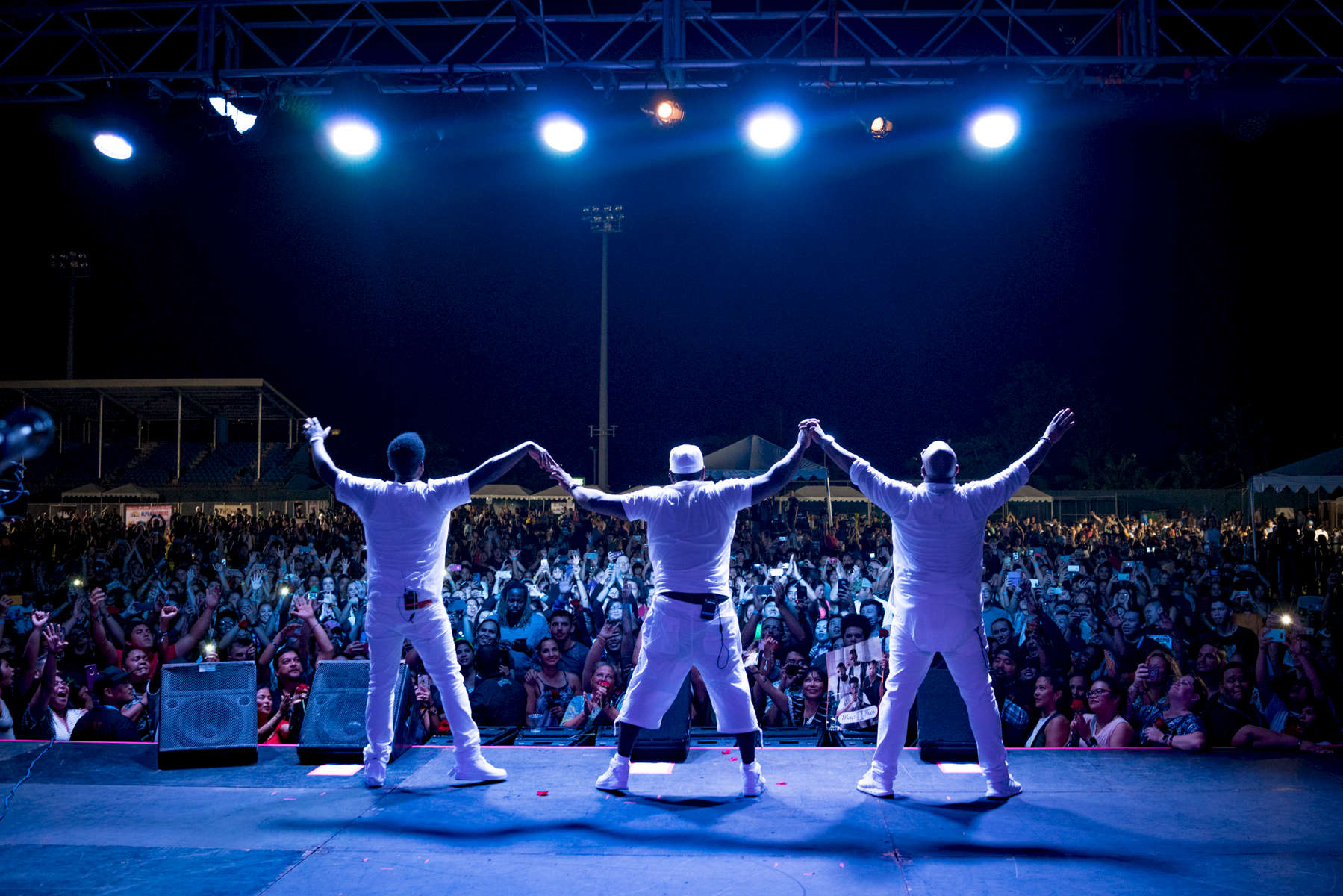 With an audience of over 3000 cheering fans, the Boyz II Men did not disappoint, performing their classic hits during a show at the Paseo Stadium in Hagatna, Guam. (Dec. 15, 2017)Photo by Nancy Borowick