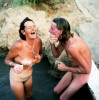 Carol and Gary bathe in the hot spring. There is no access to public water in Slab City so the residents use the local hot spring, or the near by canal to bathe.