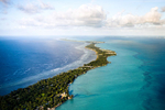 Aerial photograph of Tarawa Island, Kiribati at high tide.