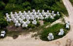 Damaged 42 U.S. presidents’ heads, 20-foot-tall busts, are placed on a farm in James City County, Va.