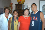 Left to right: Hosts Vana James, Chris Lim with Oakland Mayor Jean Quan, and Ross Lim.