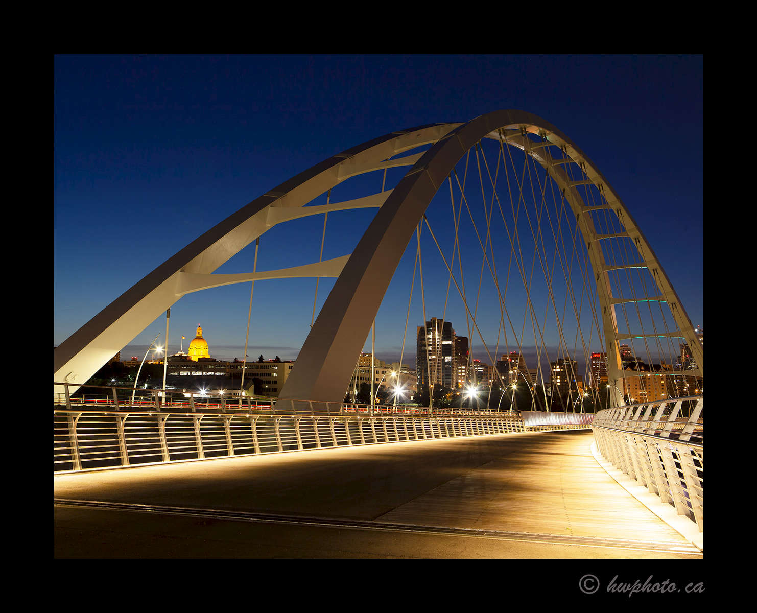 City of Edmonton bridge and legislature night scene
