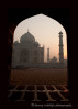 This photograph was taken from the masoleum on the east side, looking west as the sun is rising over the Taj Mahal