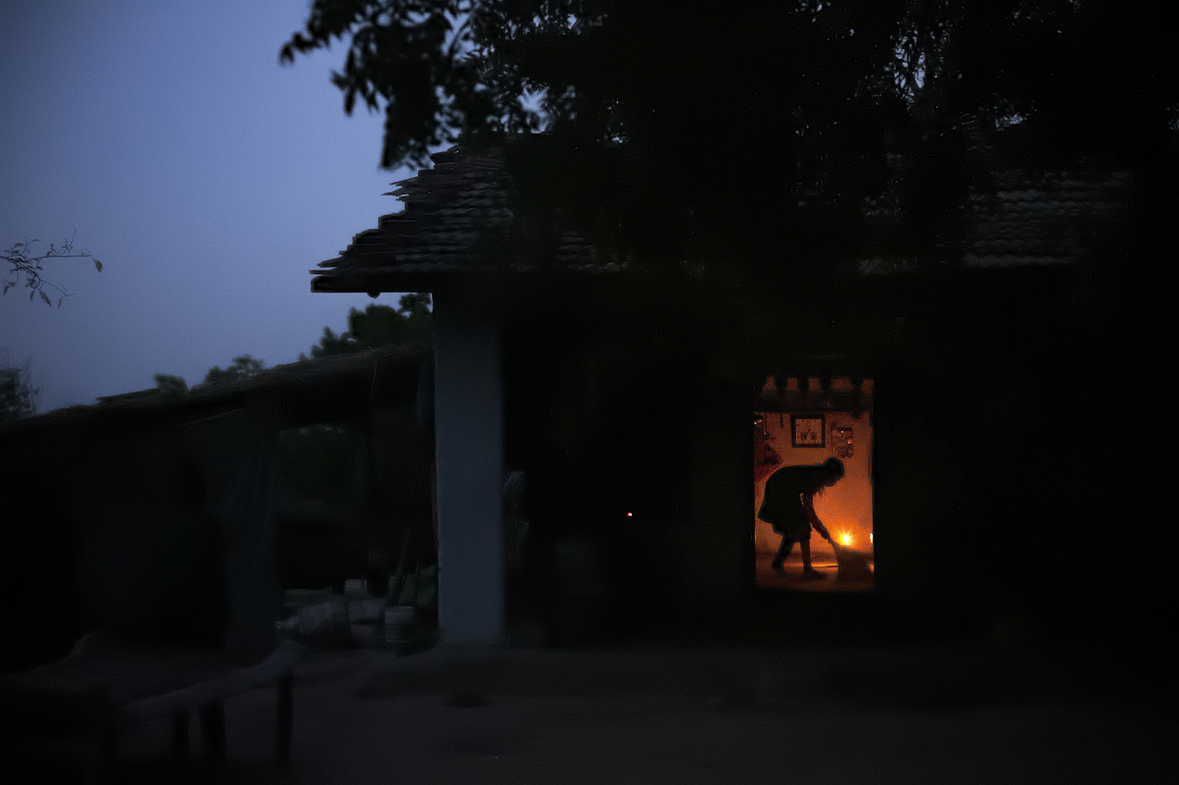 A house is seen in Kanewal village lake, a village without electricity, in Gujarat, India. 
