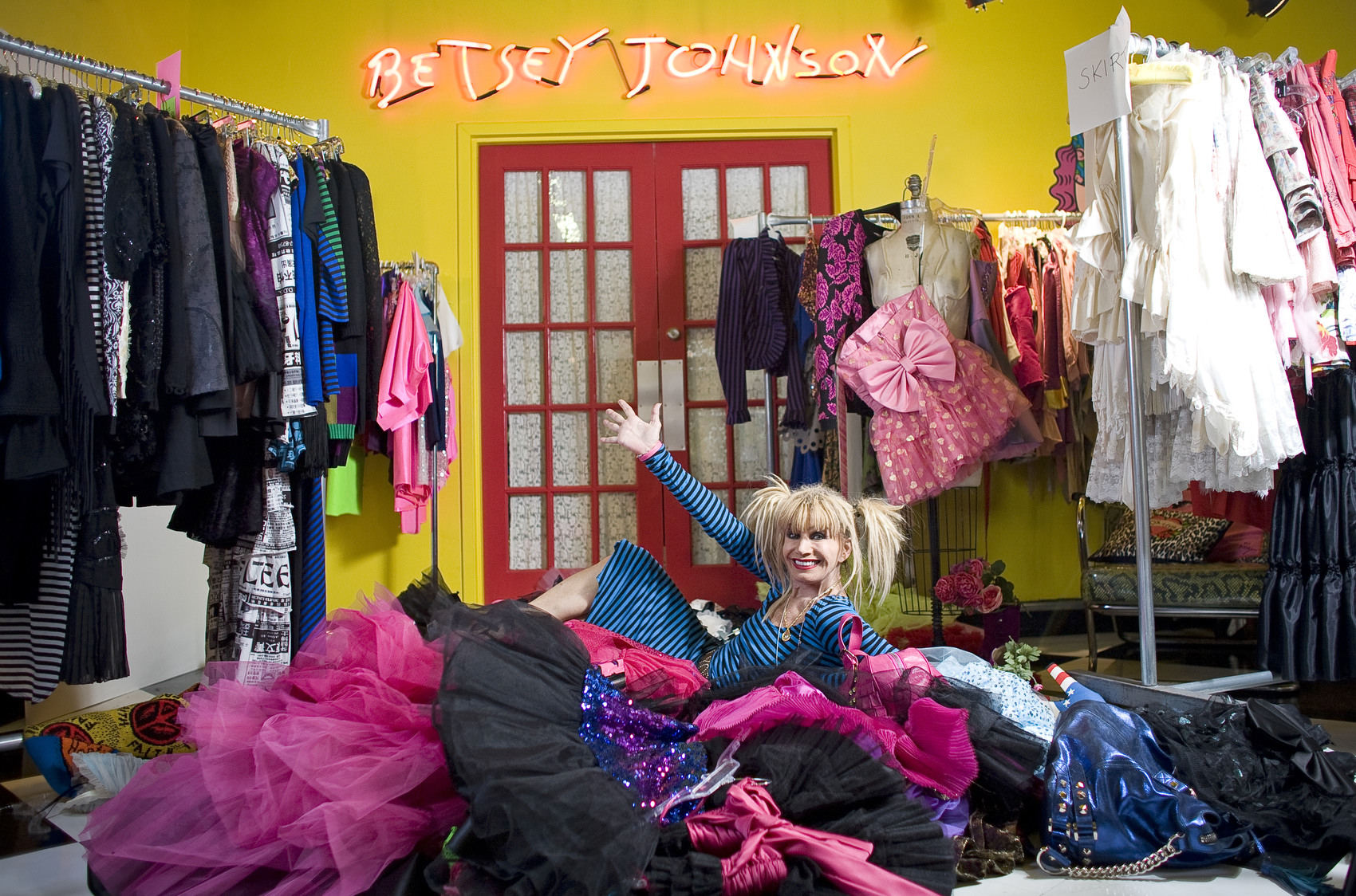 Betsey Johnson is seen in her studio at 498 7th Avenue, 21st Floor, August 23, 2010. Fashion Night Out. Allison Joyce for the New York Post.